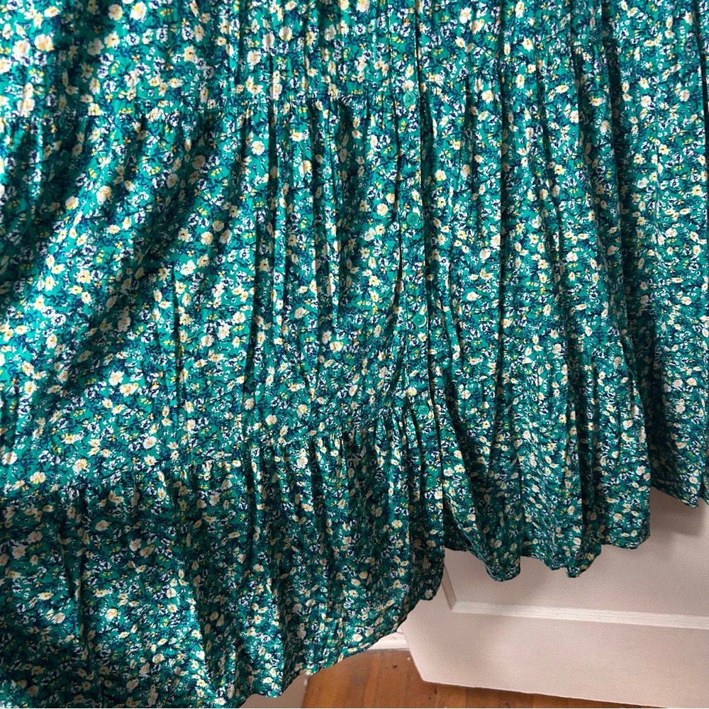 Old Navy green floral tiered maxi prairie dress womens XL - Picture 5 of 10